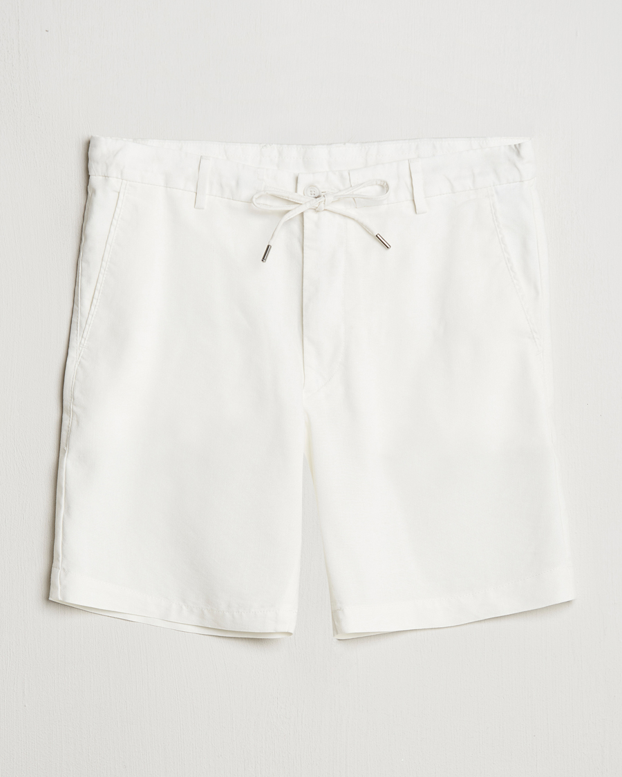 BOSS BLACK Kane Linen/Cotton Drawstring Shorts White