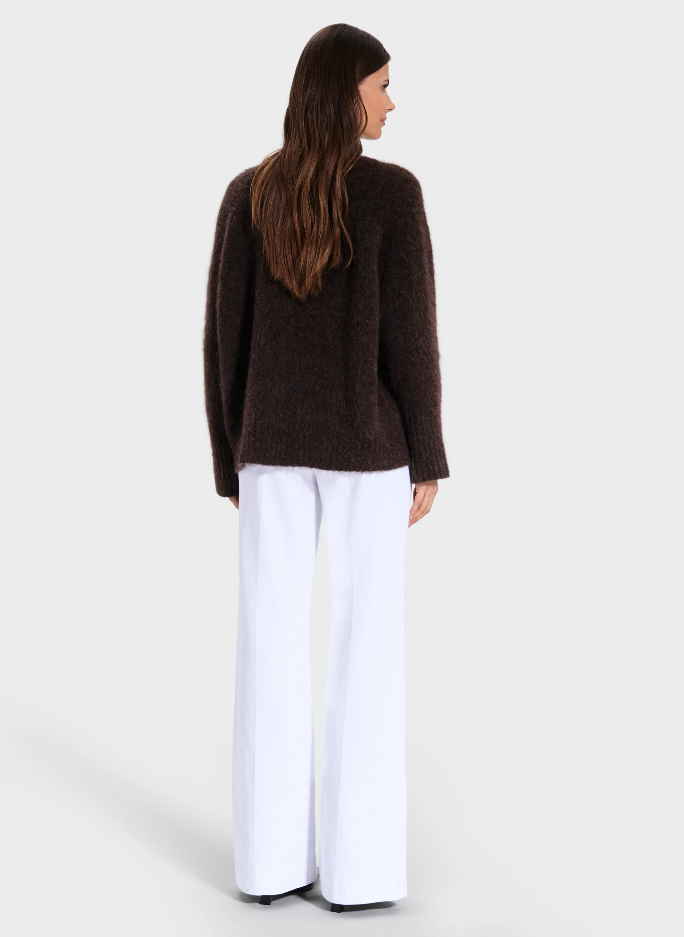 NUVOLA - Pull oversize col V en laine mélangée | Marron
