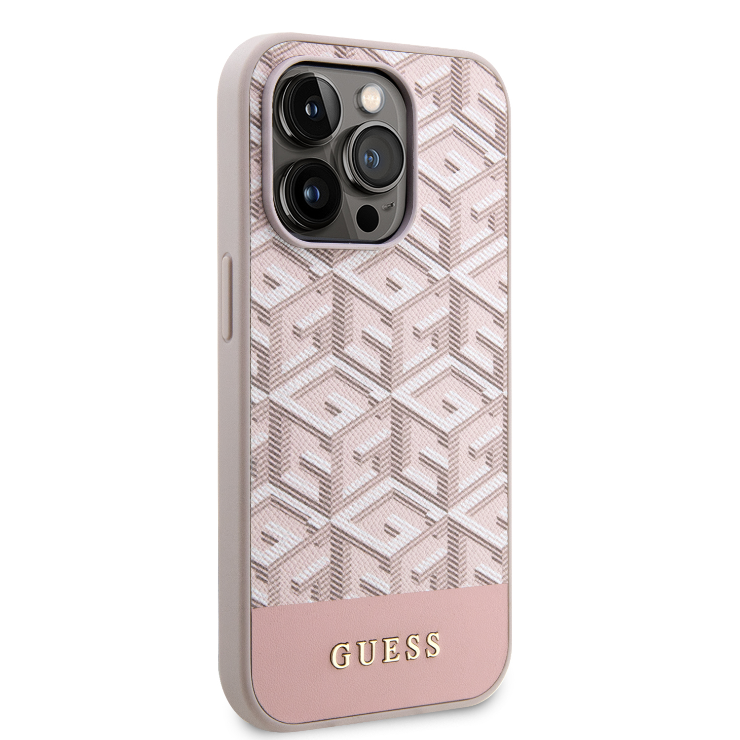 iPhone 14 Pro MagSafe Leder Hardcase Hülle GCube Stripes (GUHMP14LHGCFSEP) - Rosa