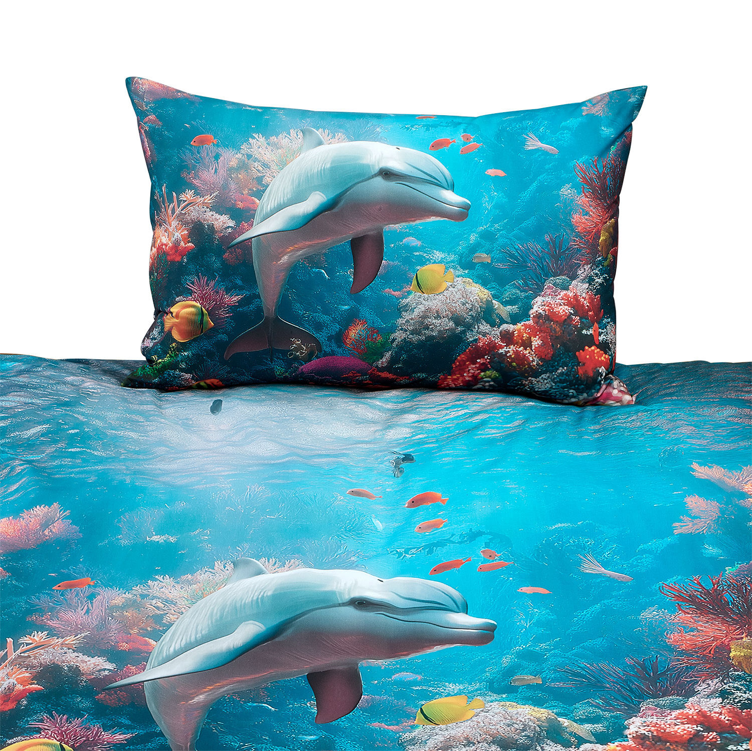 Bettwäsche mit Delfin im Korallenriff