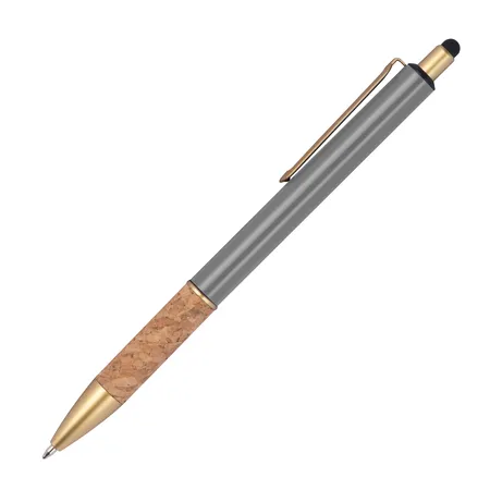 Macma Touchpen Metall-Kugelschreiber mit Korkgriffzone / Farbe: grau