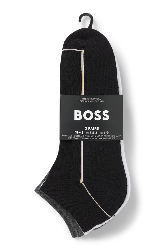BOSS Sneakersocken »3PAS iconic plush CC« 3 Paar tlg. kontrastfarbene Details