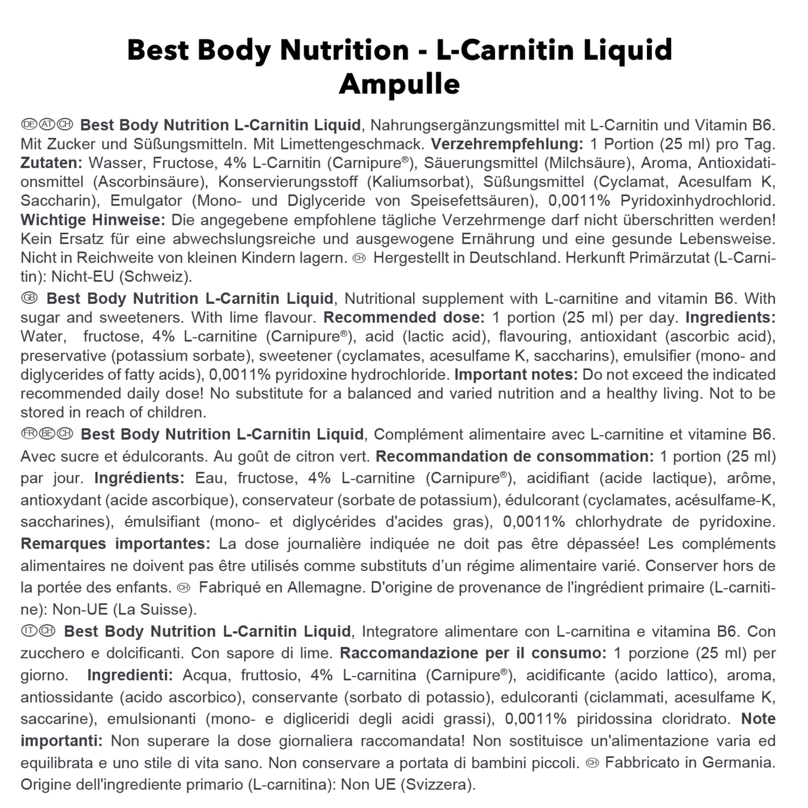 L-Carnitin Liquid (20x25ml)