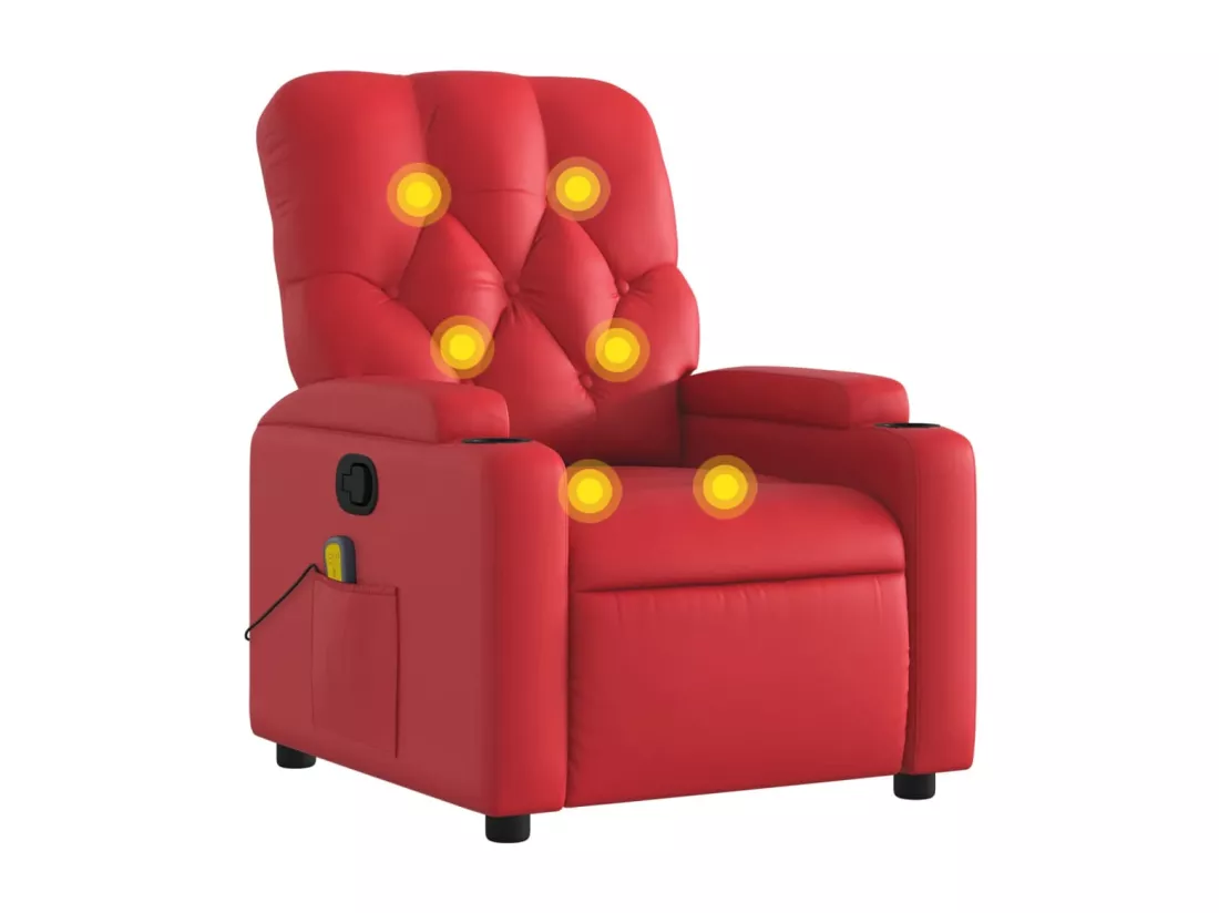Fauteuil massant inclinable rouge similicuir