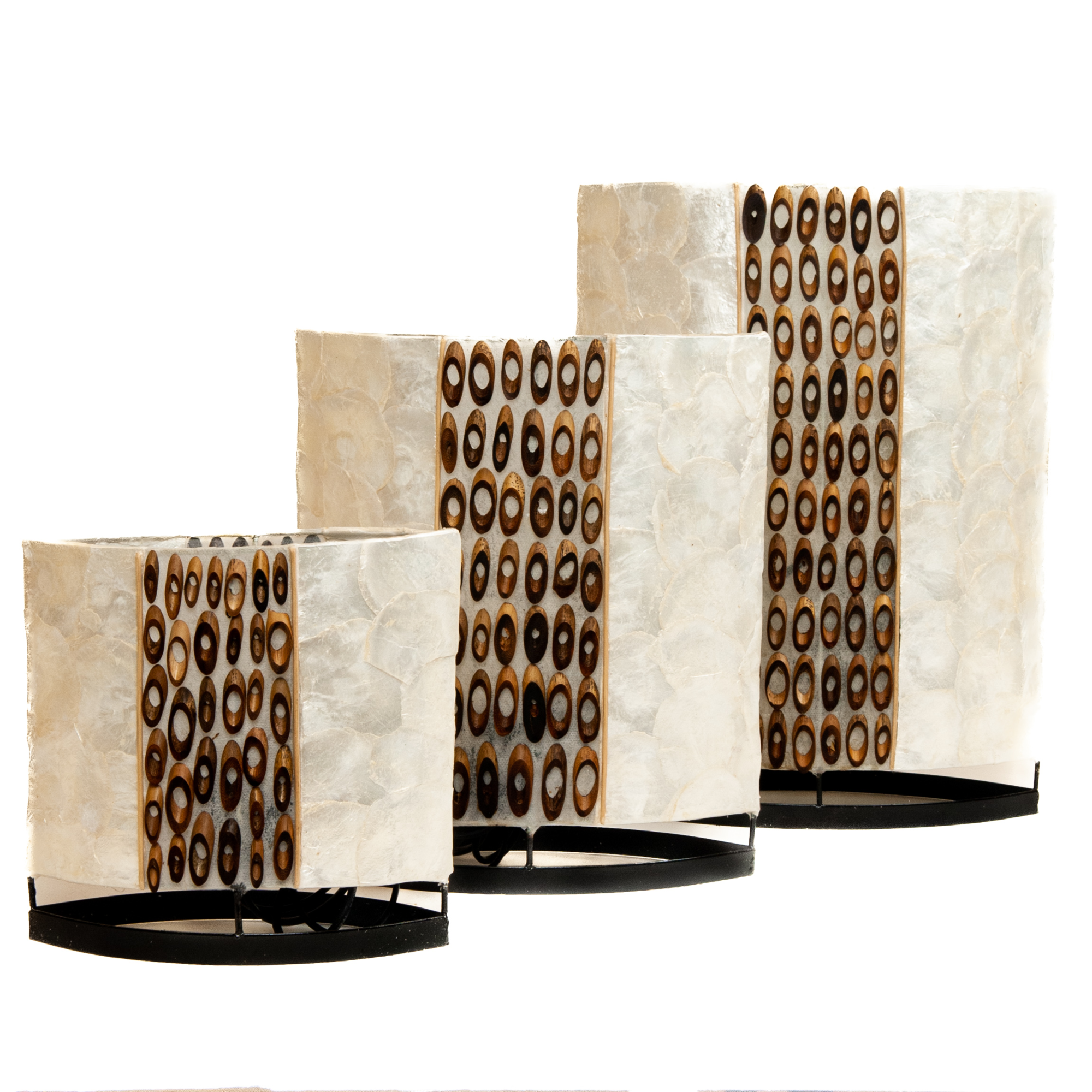 Capiz schelpen tafellamp ovaal strook bamboe maat Medium