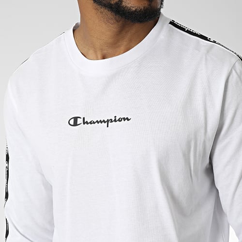 Tee Shirt Manches Longues A Bandes 217837 Blanc