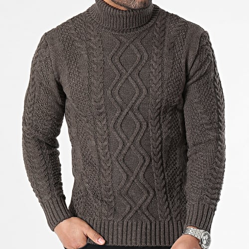 Pull Col Roulé Marron