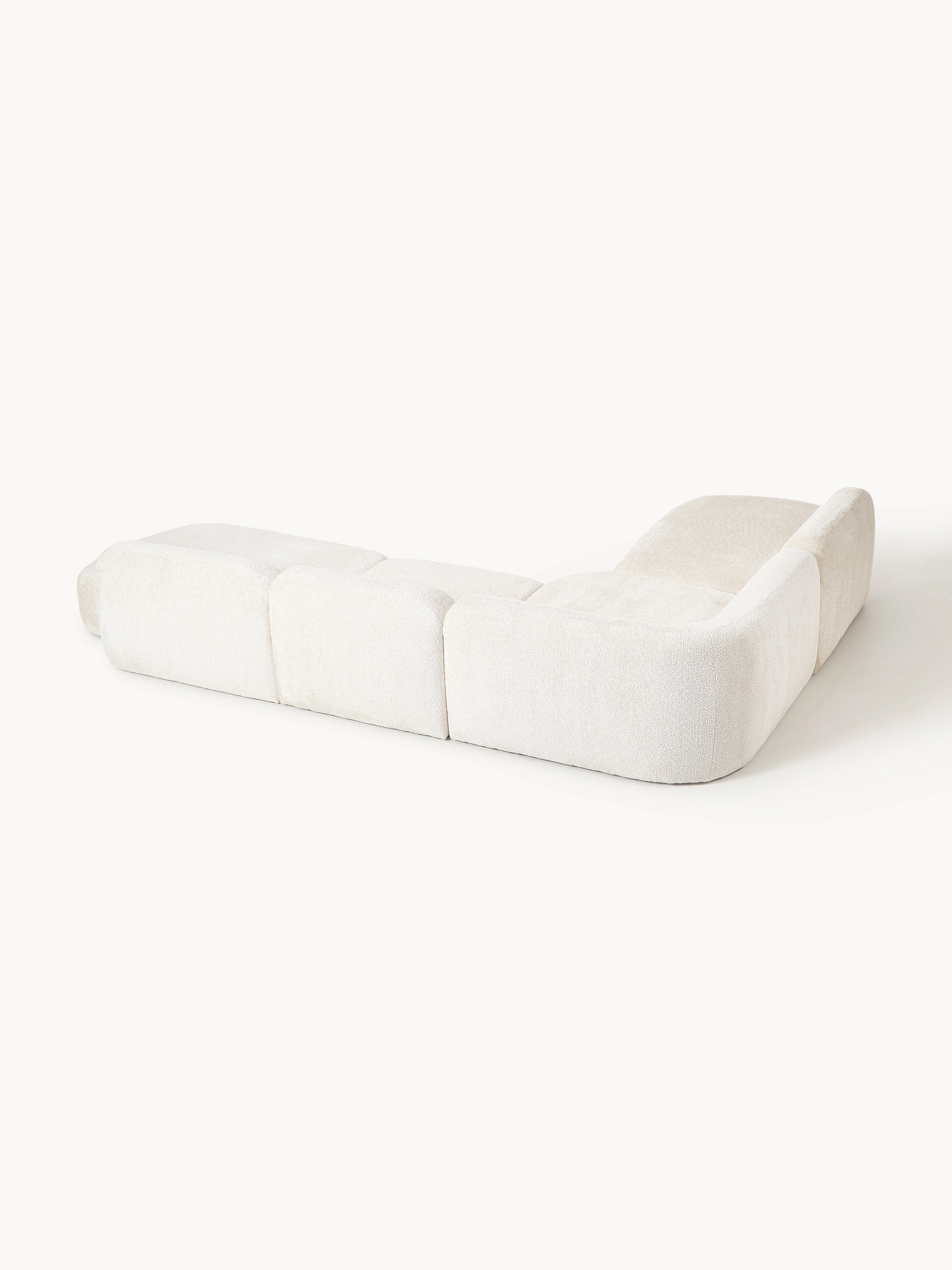 XL modulaire teddy bouclé hoekbank Wolke (4-zits) met chaise longue