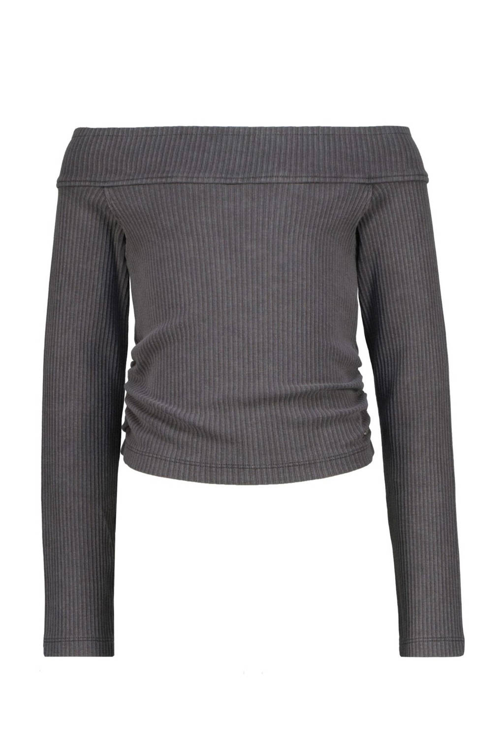 Raizzed off shoulder top grijs