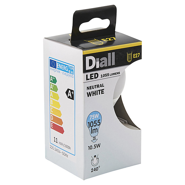 Ampoule LED Diall GLS E27 10,5W=75W blanc neutre