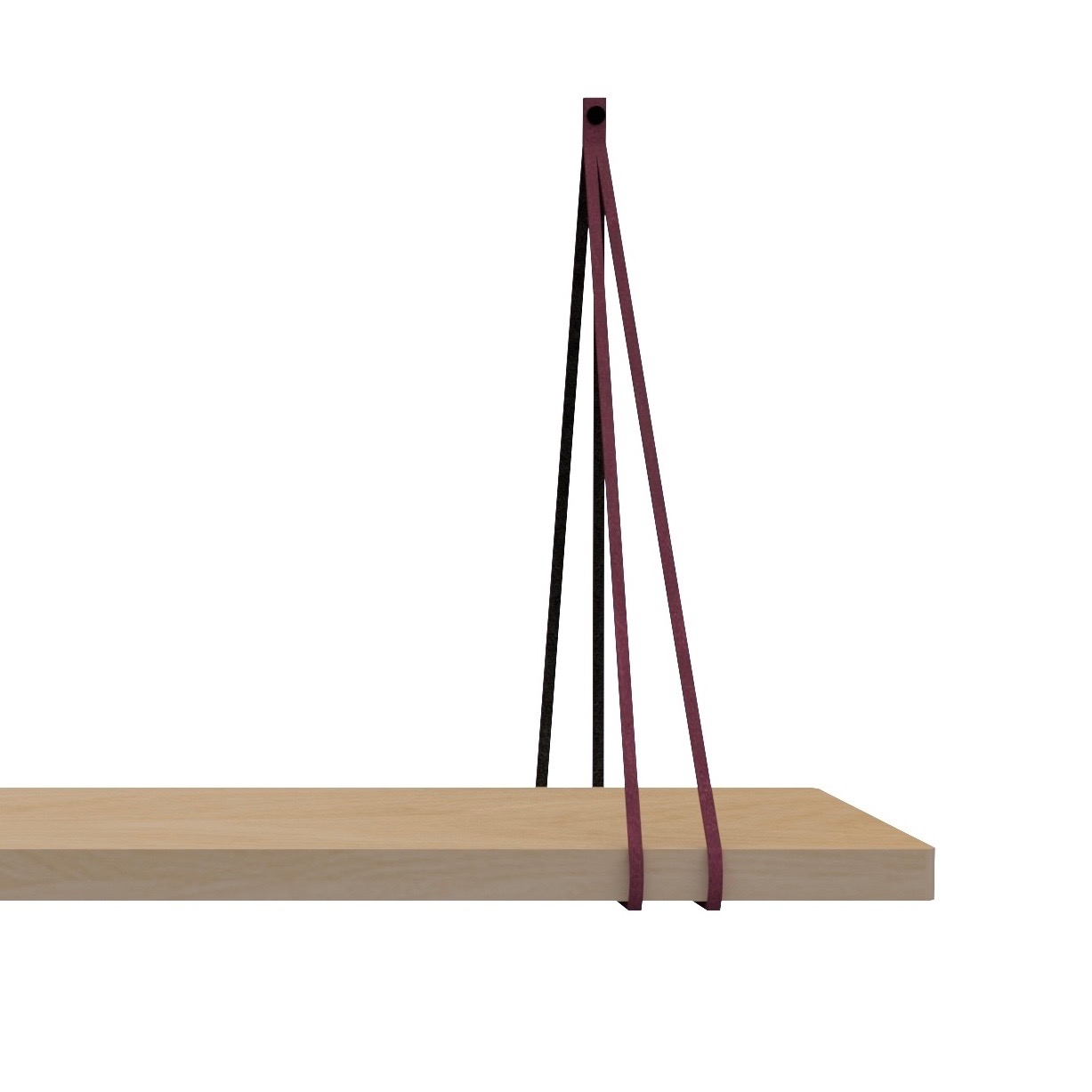Leren split-plankdragers Bordo - 2 stuks