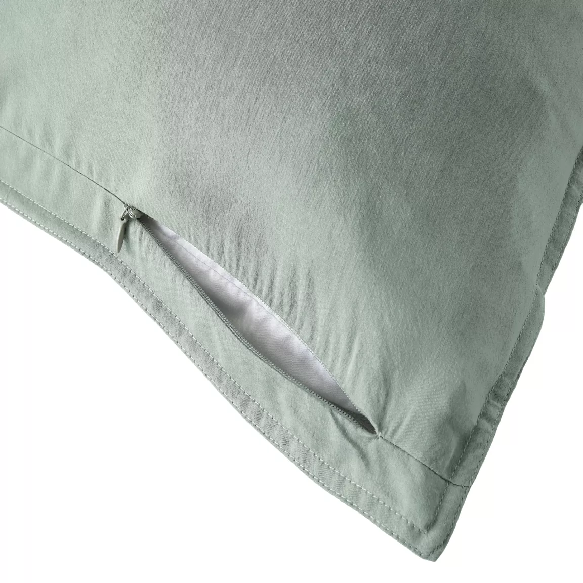 Taie d'oreiller carrée lyocell Tencel™ lavé (63 x 63 cm) Olivia Vert eucalyptus