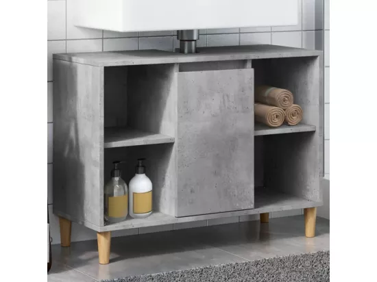Armoire salle de bain gris béton 80x33x60cm bois d'ingénierie