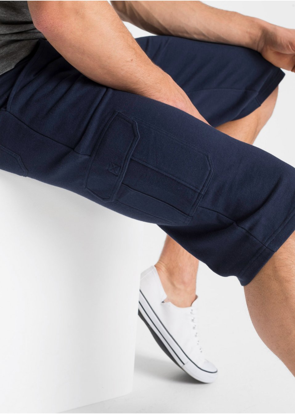 Bermuda sweat long avec poches cargo, Regular Fit