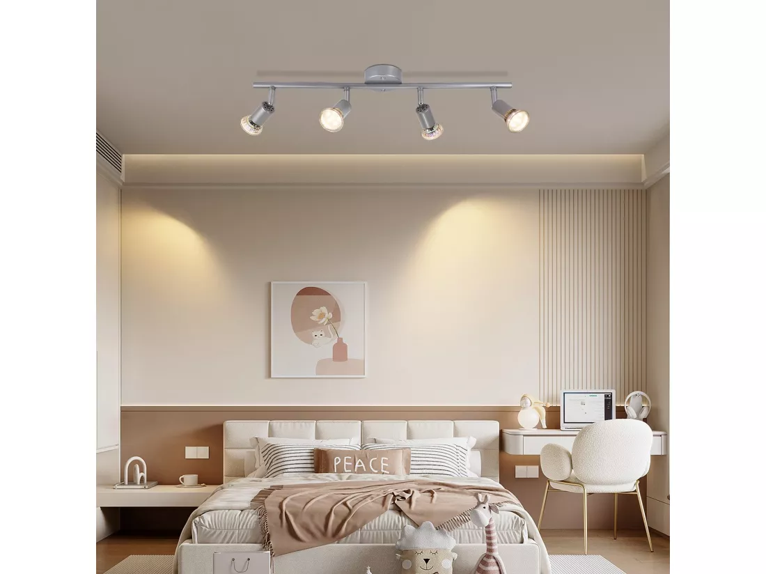 NETTLIFE Spot de plafond 4 flammes GU10 Plafonnier moderne couloir ampoule incluse orientable 350°