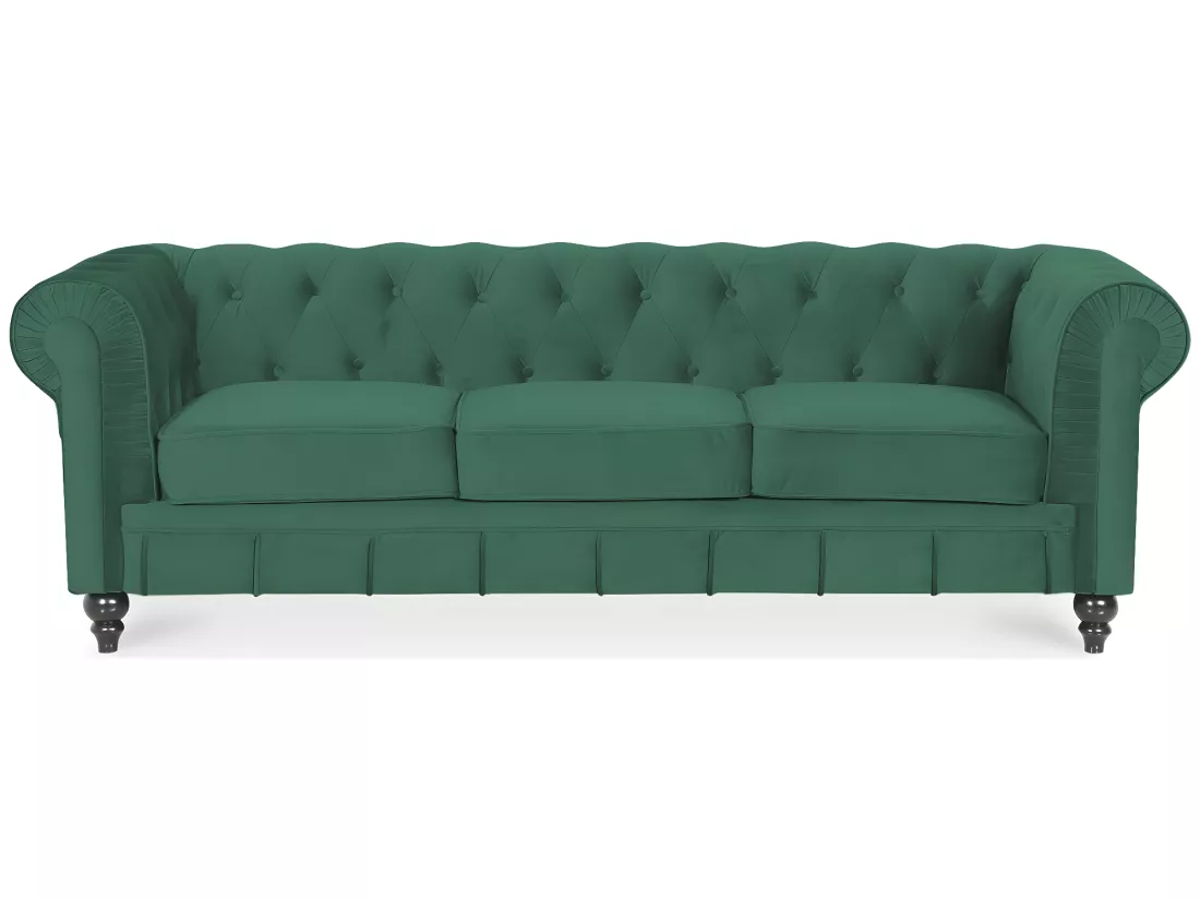 Canape Chesterfield Velours 3 Places Altesse Vert