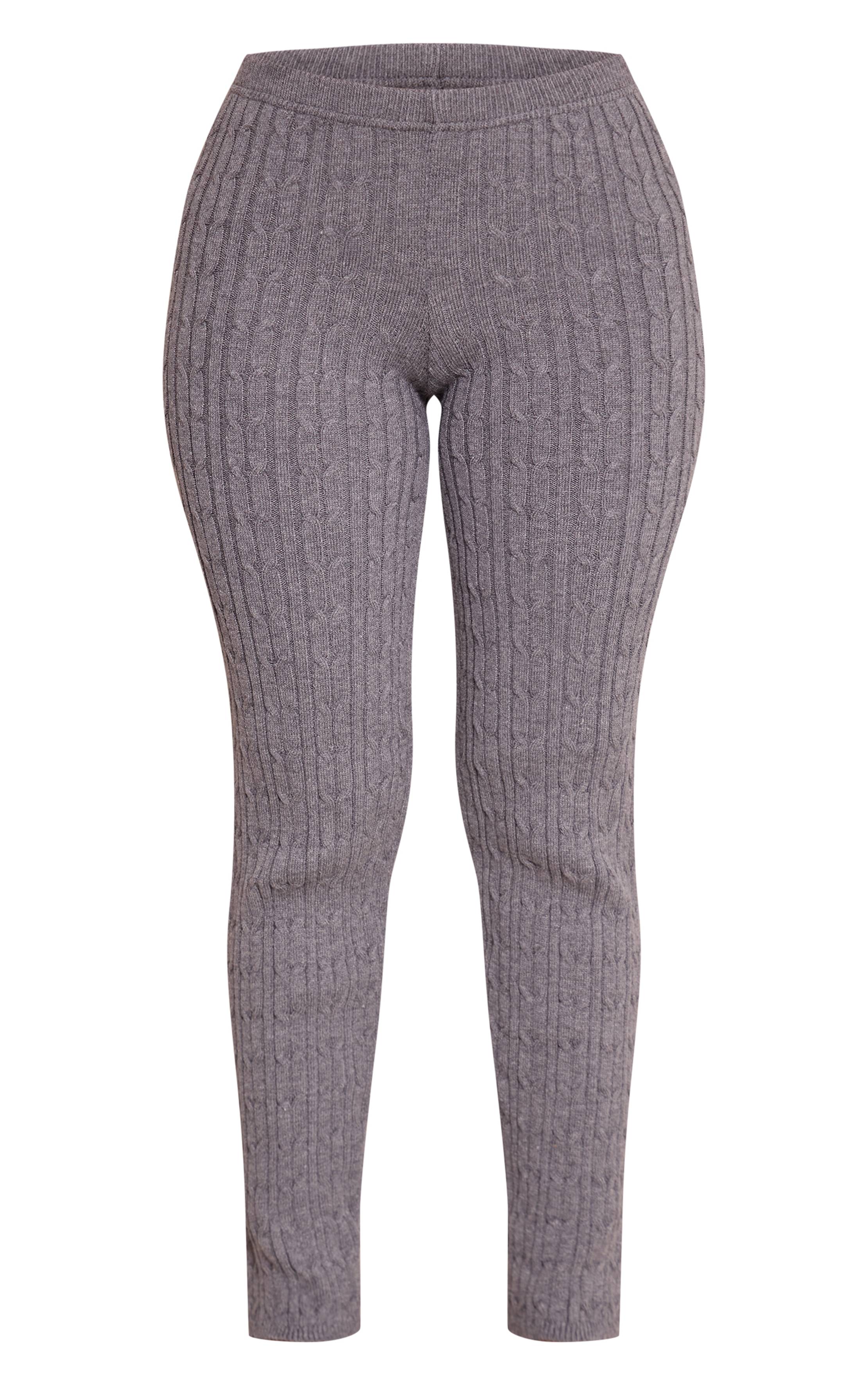 Gris Pantalon Petite En Maille Tressée Anthracite