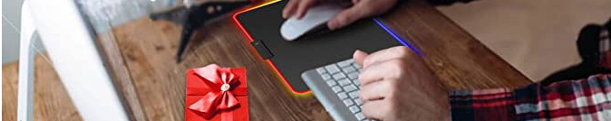 (35x25cm) Gaming Mauspad Mausmatte mit Rutschfester Unterseite   RGB-Beleuchtung - Schwarz