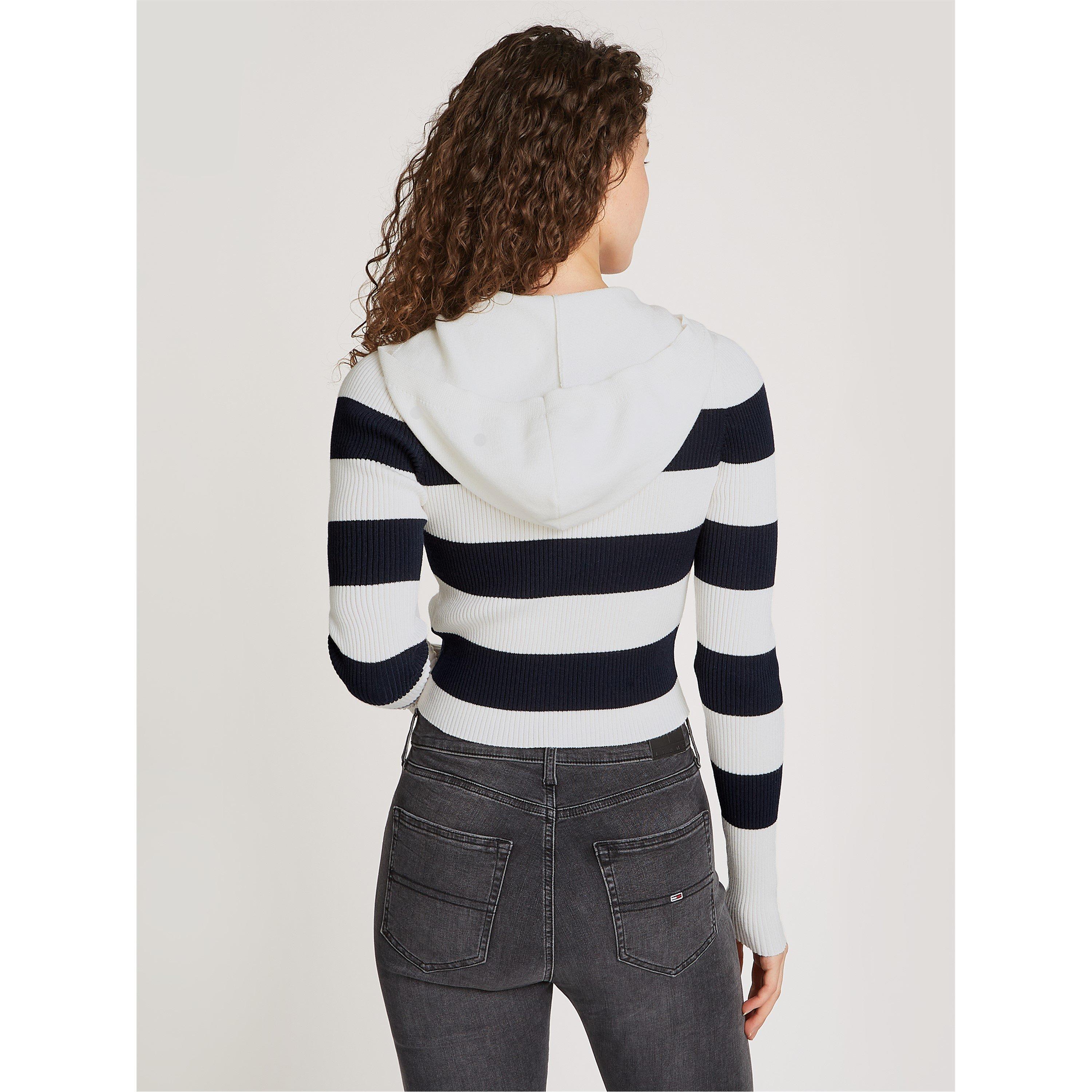 Tommy Jeans Striped Quarter Zip Hooded Sweater