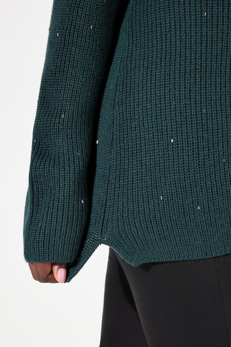 Pullover, Wollmix, Ziersteine, Stehkragen, Langarm