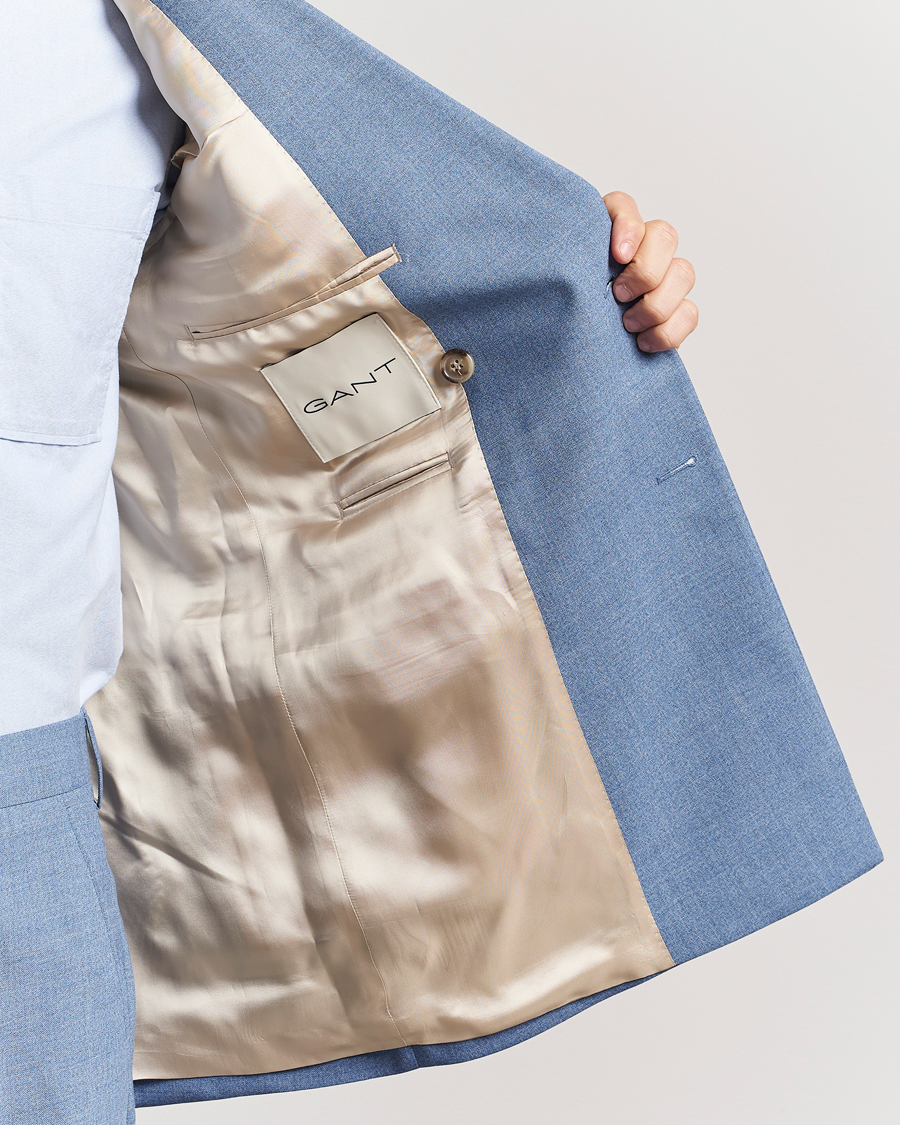 GANT Mouline Wool Double Breasted Suit Jacket Salty Sea