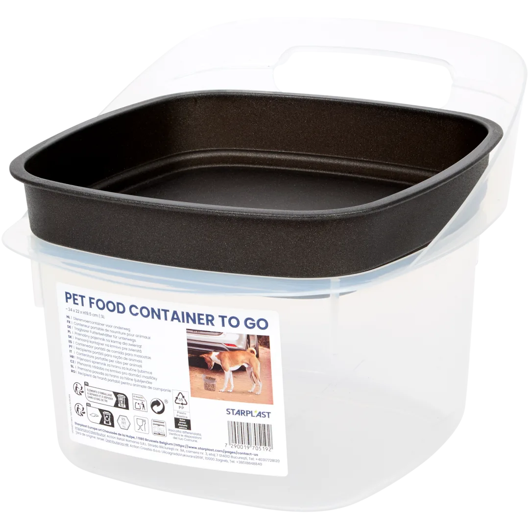 Starplast voercontainer voor onderweg 3 liter | 24 x 22 x 19,5 cm