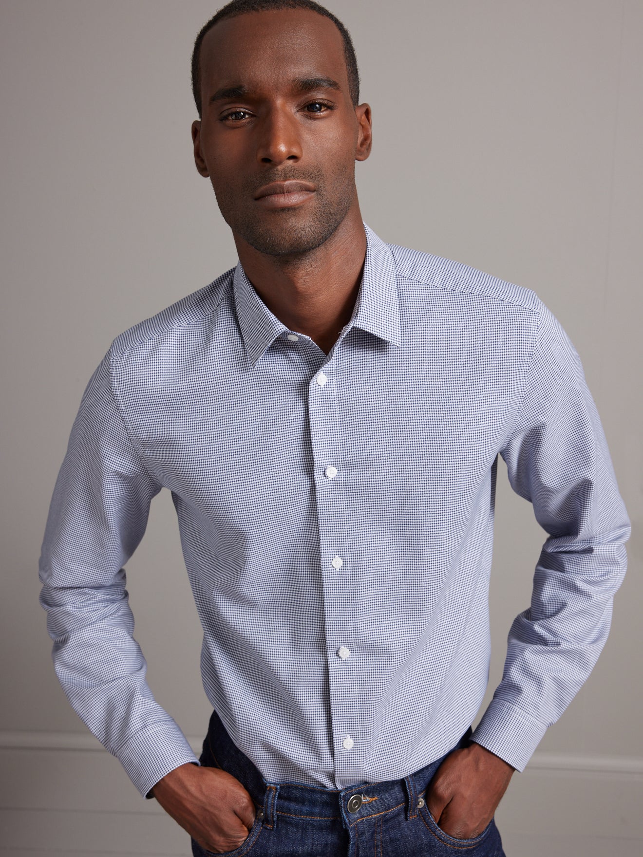 Chemise motif pied-de-puce slim fit homme non iron