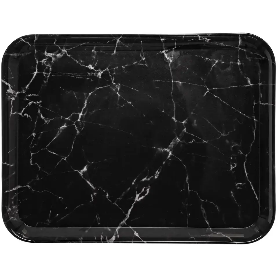 5Five Dienblad/serveer tray Marble - Melamine - zwart -33 x 43 cm