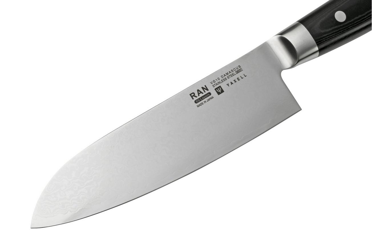 Yaxell Ran 36056, 3-delige messenset santoku 16,5 cm, universeelmes 12 cm en messenslijper