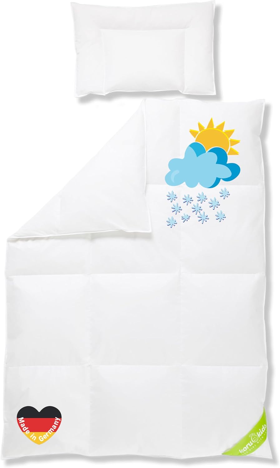 Koru Kids®️ Premium Kinder Bettdecken-Set - Daunendecke 100x135 cm mit Kissen 40x60 cm - 100% deutsche Daunen – Baby Bettdecke - waschbar bis 60° - Oeko-TEX - Kinderbettdecke - Made in Germany