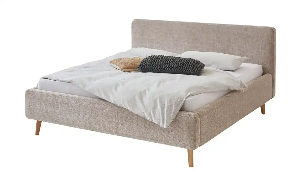 Polsterbettgestell Mattis Beige Bouclé 180 cm ohne Bettkasten