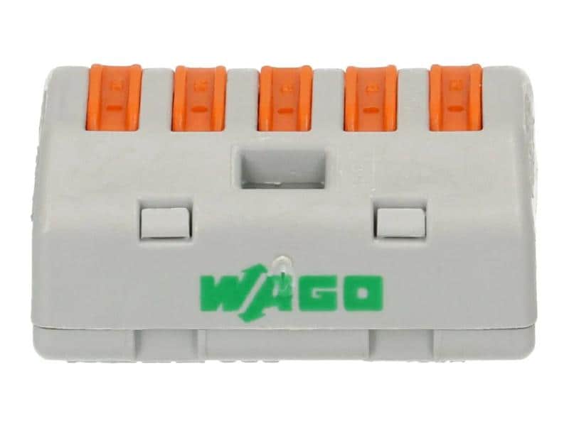 WAGO Verbindungsklemme Wago Klemme 5L 5-fach, 4 Stück 4er Packung Wago Klemmen für 0.14 - 4 mm² Kabelquerschnitt und max. 32 A