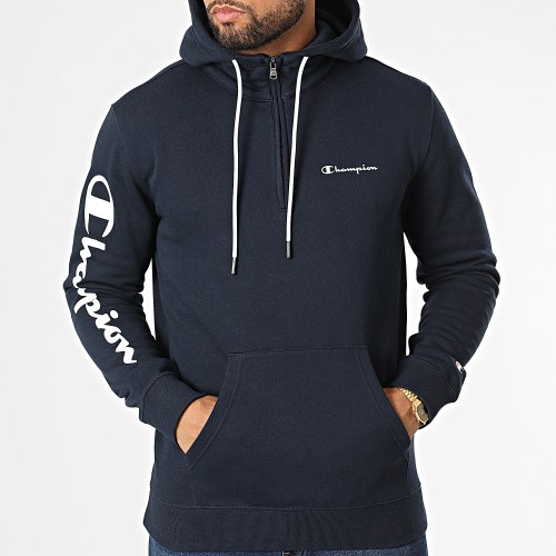 Sweat Col Zippé Capuche 217930 Bleu Marine