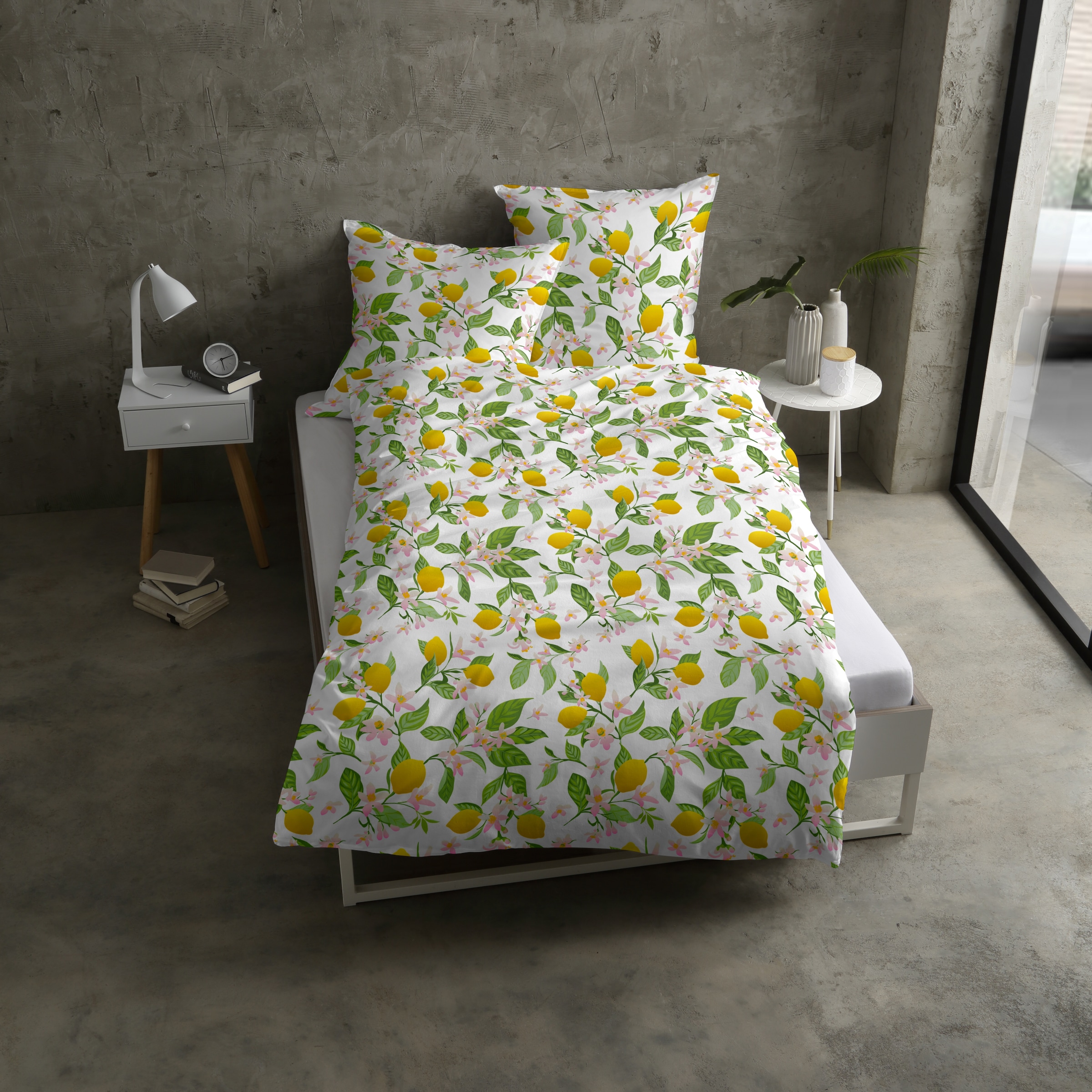 CASATEX Bettwäsche »Lemon« 2 Stk. tlg. kräftig sonnige Farben, tolles Design mit Zitronen