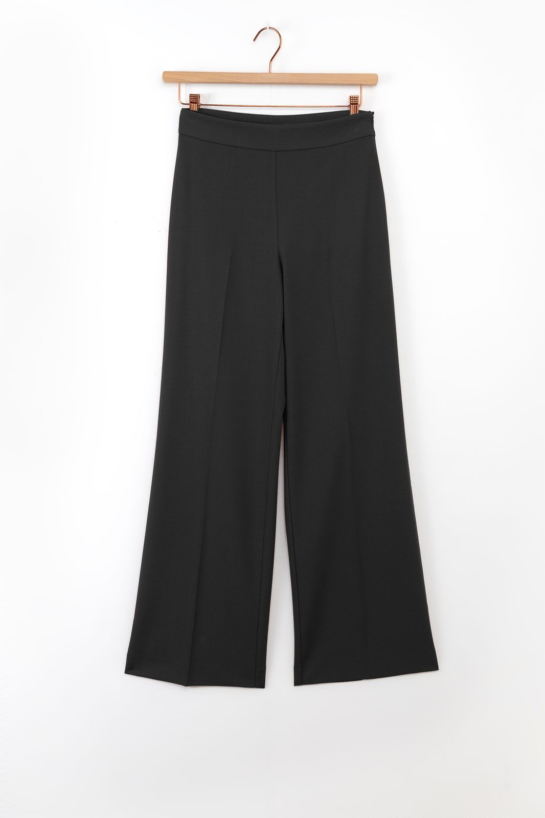 Zwarte wide leg pantalon met rits