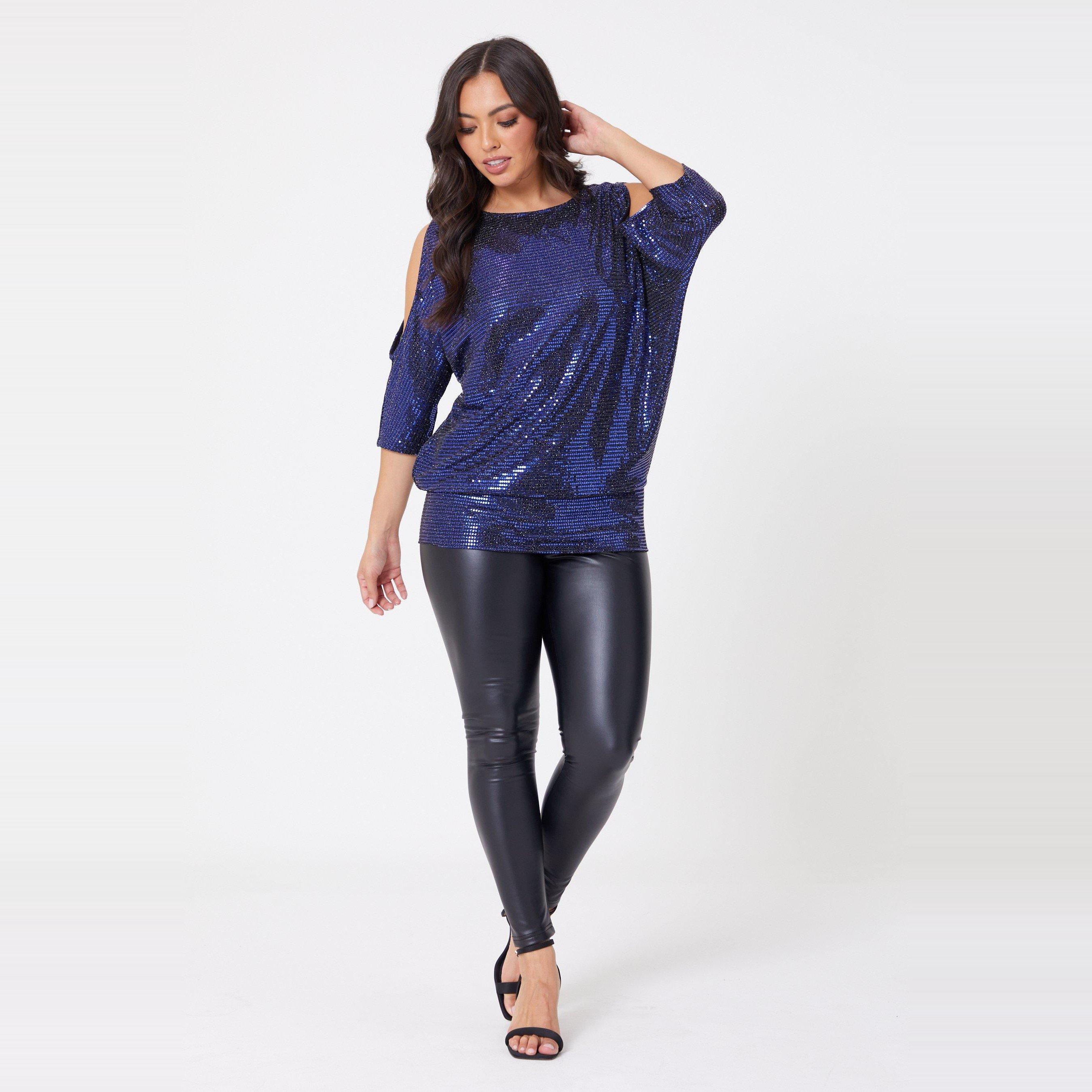 Be You Ladies Glitter Cold Shoulder Top