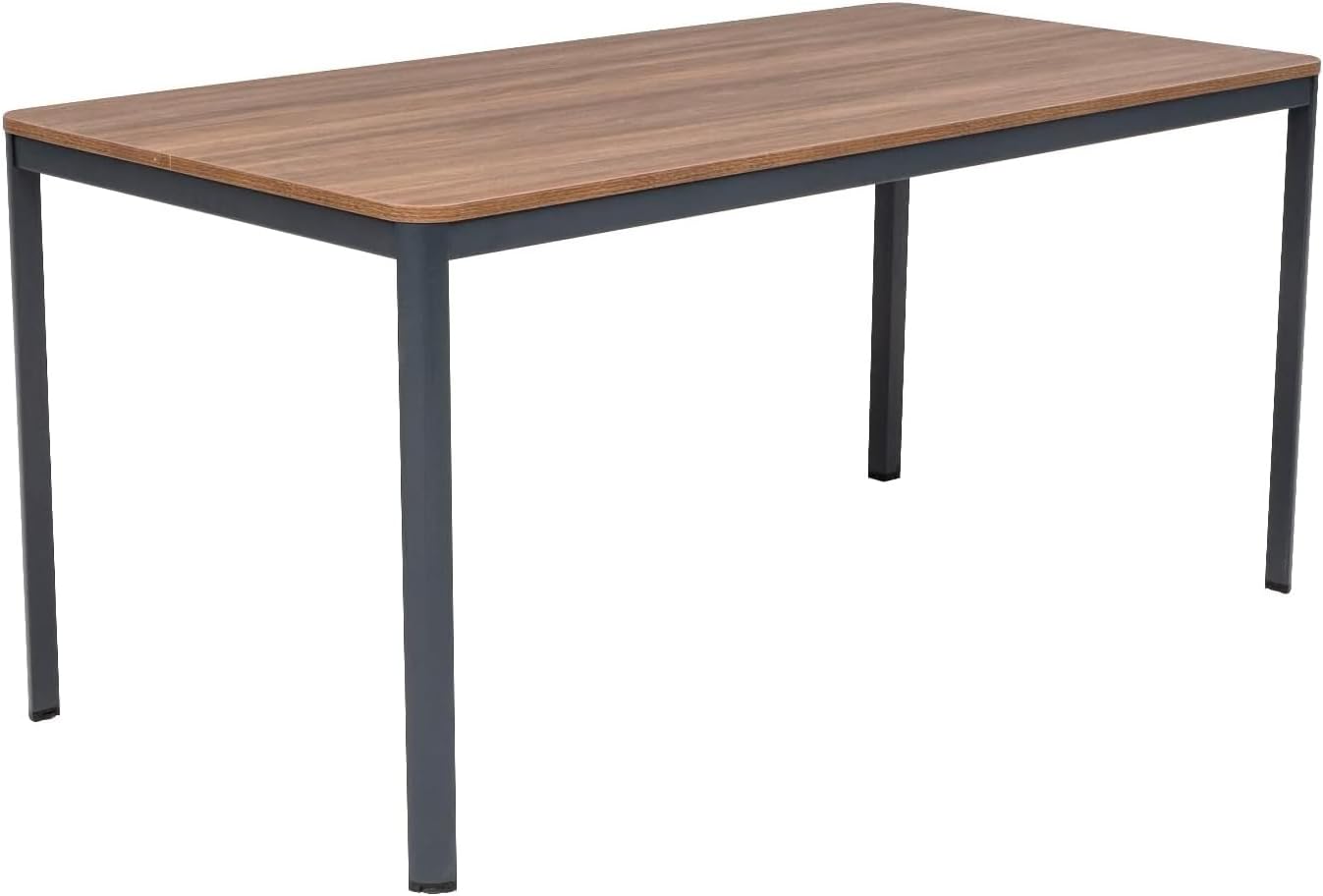 furni24 Schreibtisch D-Profil Nova 180x80x75cm, Nussbaum, Einfache Montage, Arbeitstisch, Bürotisch, Küchentisch, Esstisch, Druckertisch Büro-Möbel Computertisch Gaming-Tisch Mehrzwecktisch