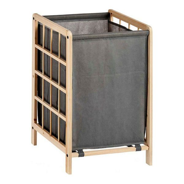 BigBuy Cesto da Roupa Cinzento Madeira Tecido (33 x 60 x 39,5 cm) - S3609846