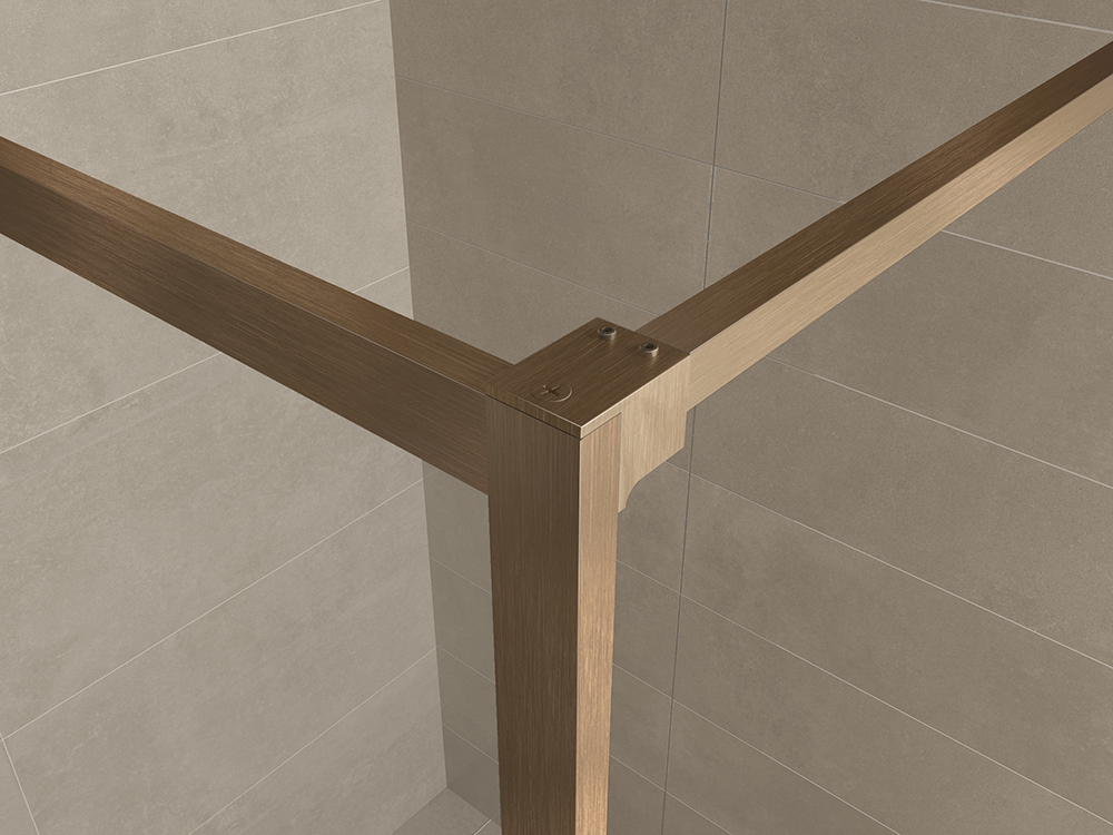 Mueller Square inloopdouche 90x200cm helder glas met nano-coating geborsteld brons