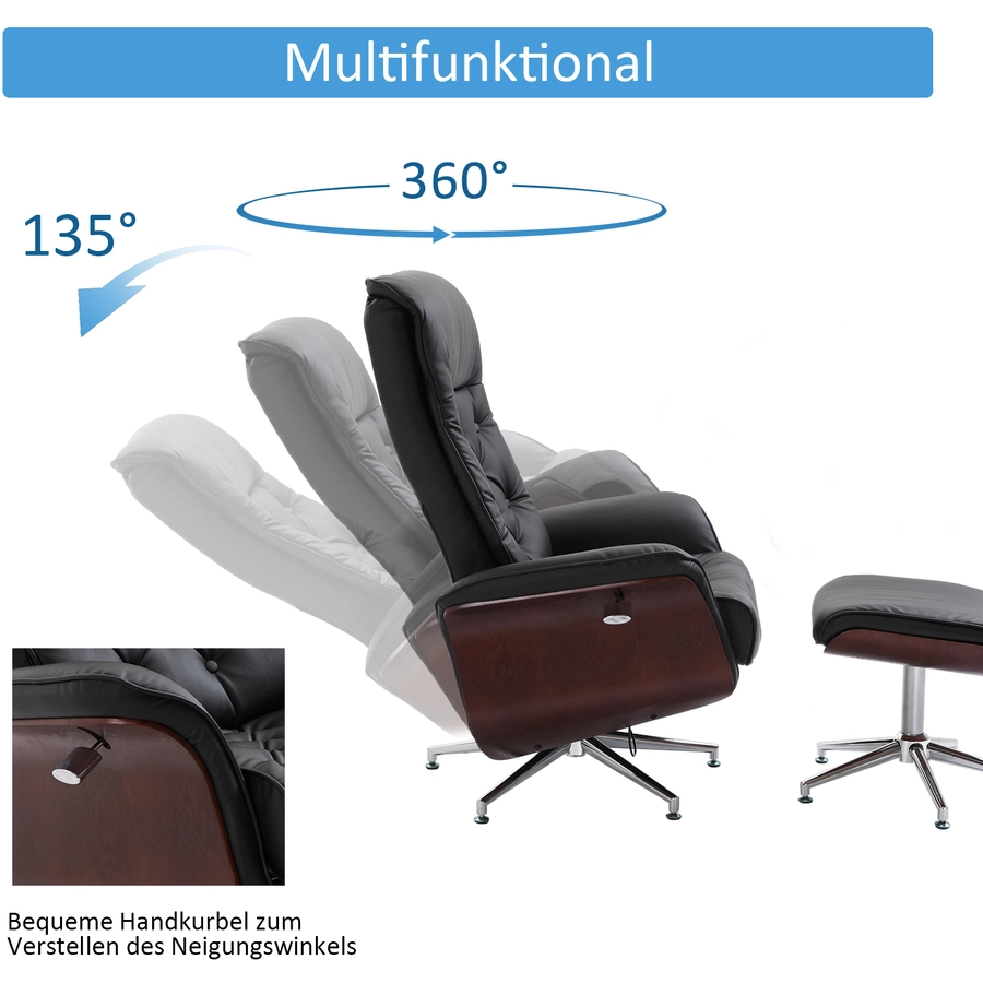 HOMCOM Chesterfield Sessel mit Hocker schwarz