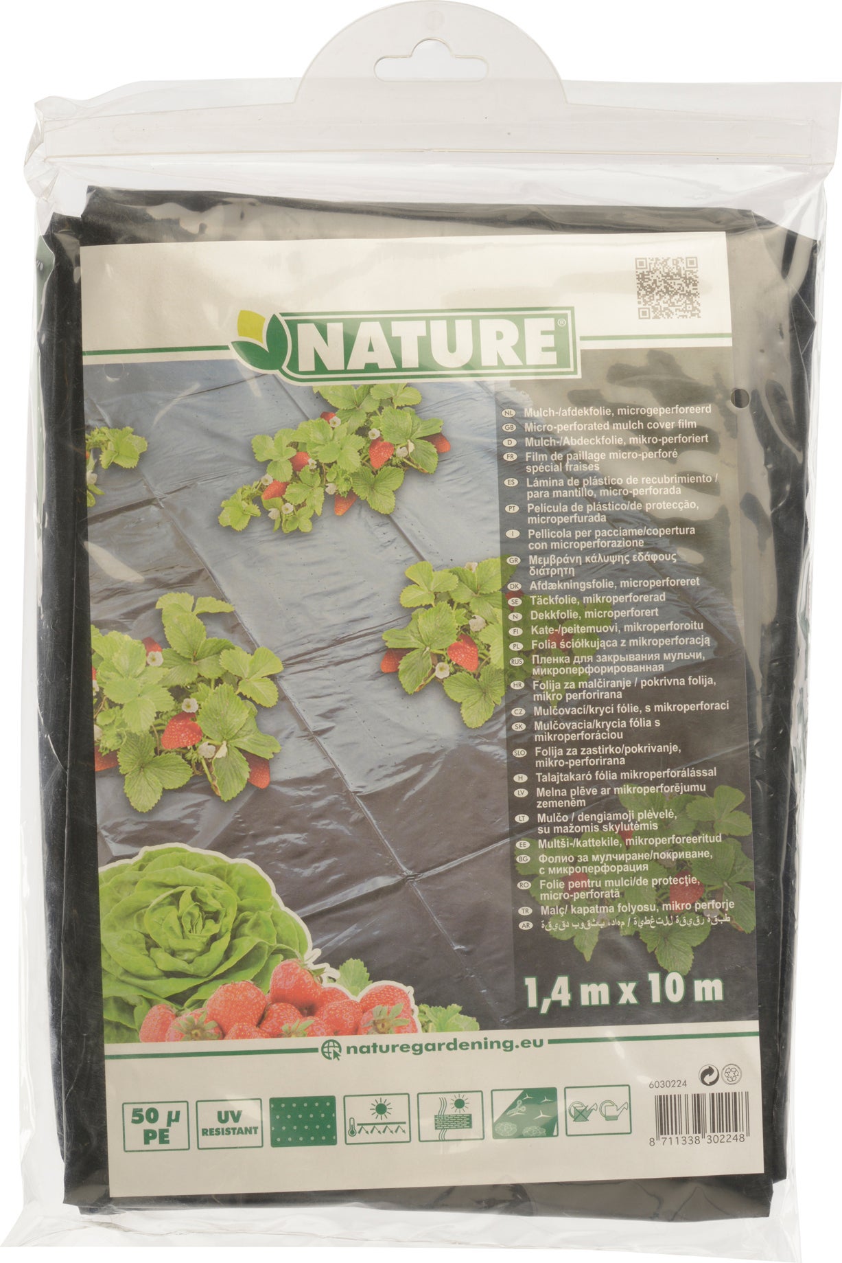 Nature aardbeienfolie geperforeerd 1,4 x 10 m zwart
