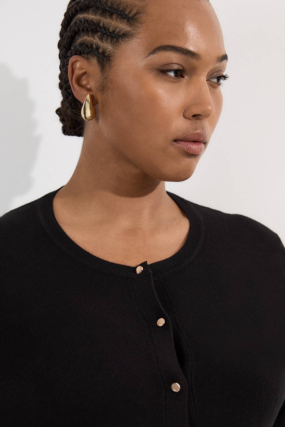 KarenMillen Cardigan Tricoté Grande Taille Mélange Viscose à Boutons-Pression