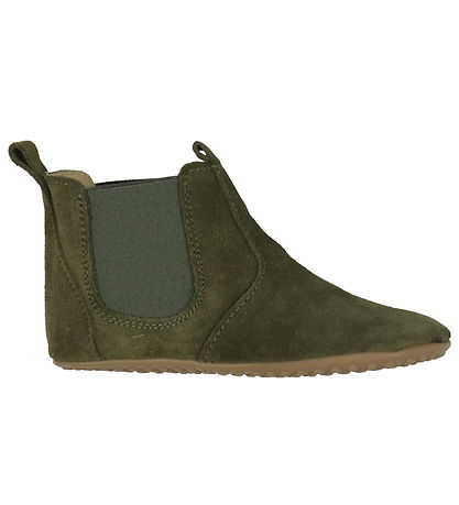 Pom Pom Leder-Krabbelschuhe - Chelsea - Kakhi