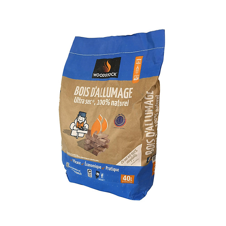 Bois d'allumage brut sec Woodstock 40 litres