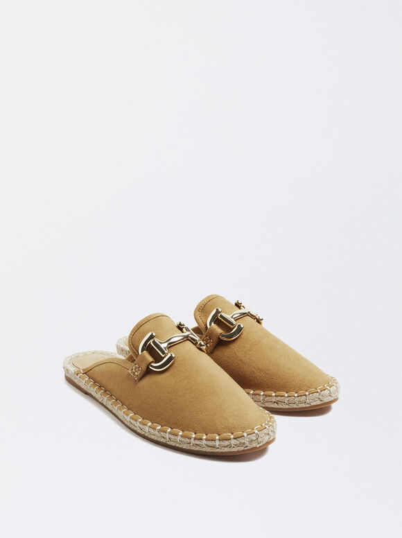 Mules com fivela de juta - Bege