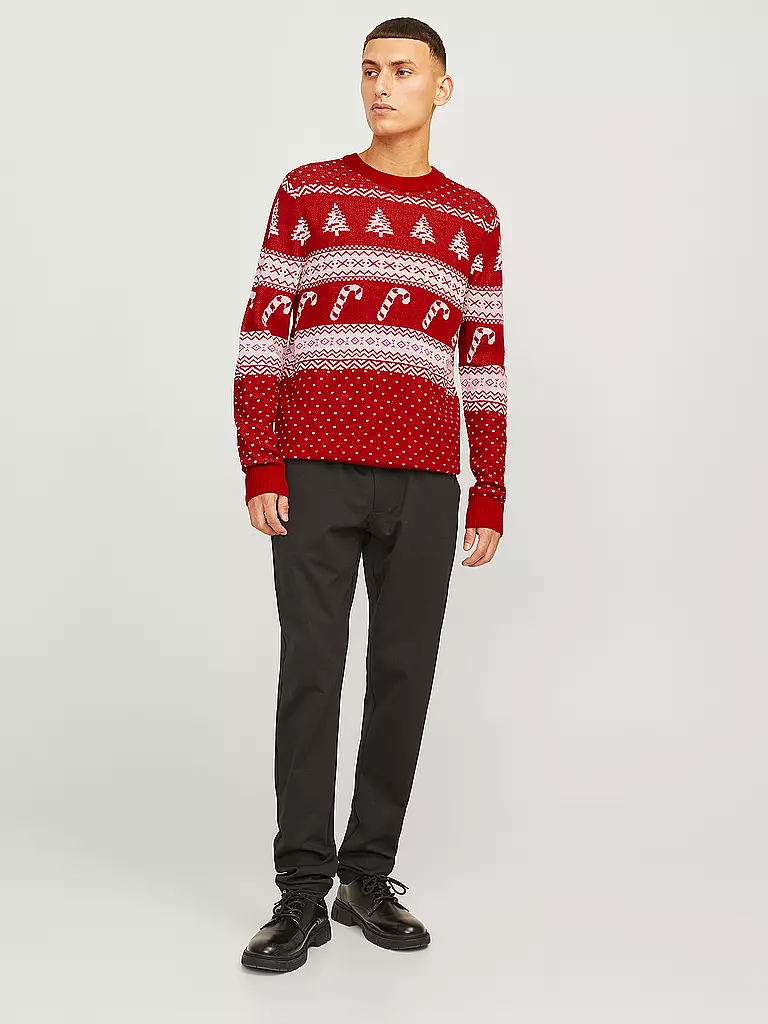 JACK & JONES Pullover JJXMAS GABRIEL dunkelrot