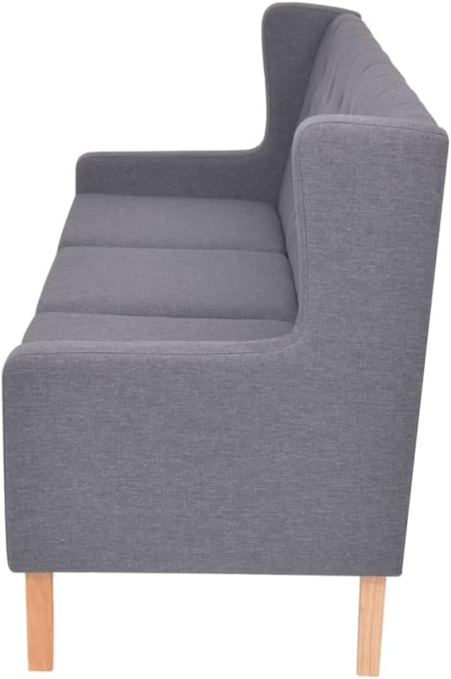 vidaXL Sofa 3-Sitzer Dreisitzer Stoffsofa Polstersofa Loungesofa Couch Polstermöbel Wohnzimmersofa Designsofa Stoff Grau Holzgestell