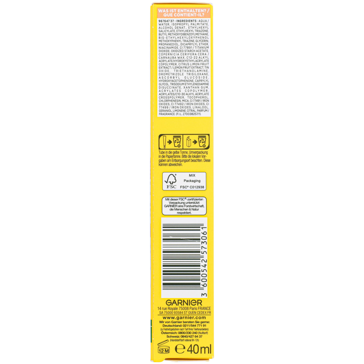 Garnier SkinActive Vitamin C Tägliches Sonnenfluid Glow mit LSF 50+, 40.0ml