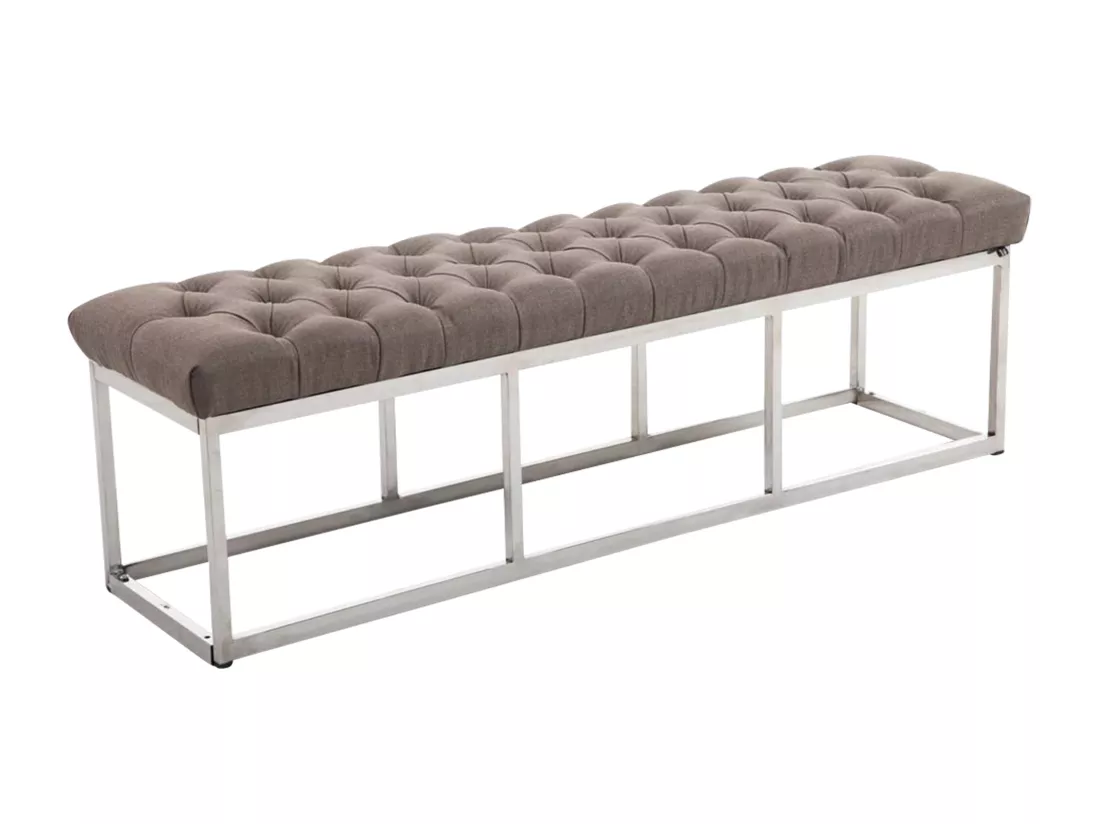 Banquette - Tissu & Acier inoxydable - Taupe - Amun