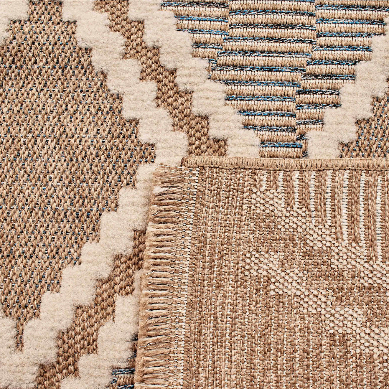 Nazar Rugs Tapis aspect jute TULUM 9048 intérieur & extérieur bleu - 160x230 cm